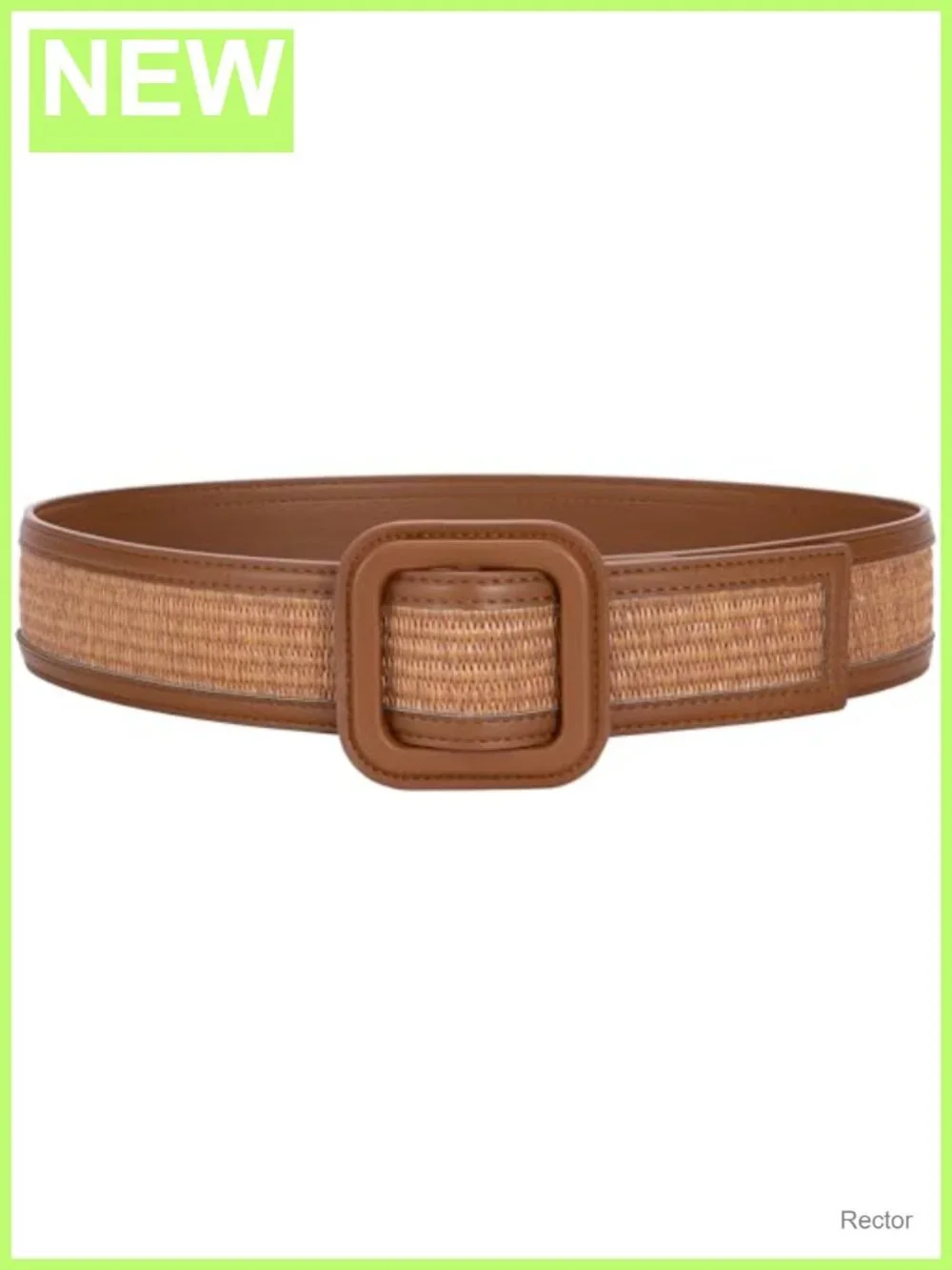 Women's Woven Straw Belt Wide Waist Boho Braided PU Leather No-Hole Adjustable